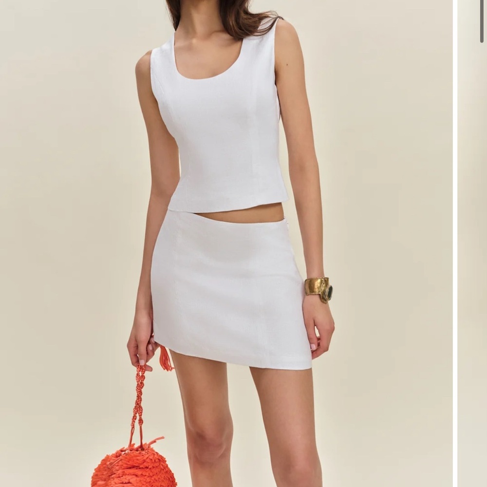 Reformation White Mini Skirt Set